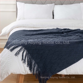 Pătură Amazon Tassel Pătură Canapea Pătură Tricotată în Culoare Pură B&B Pătură de Noptieră cu Prosop