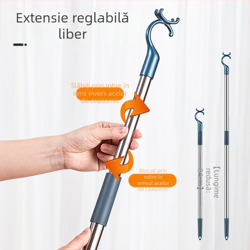 Furcă de haine retractabilă din oțel inoxidabil pentru balcon, furcă de haine îngroșată, furcă de haine îngroșată, furcă de haine prelungită, en-gros