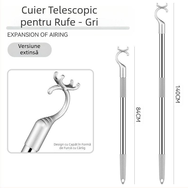 Furcă de haine retractabilă din oțel inoxidabil pentru balcon, furcă de haine îngroșată, furcă de haine îngroșată, furcă de haine prelungită, en-gros