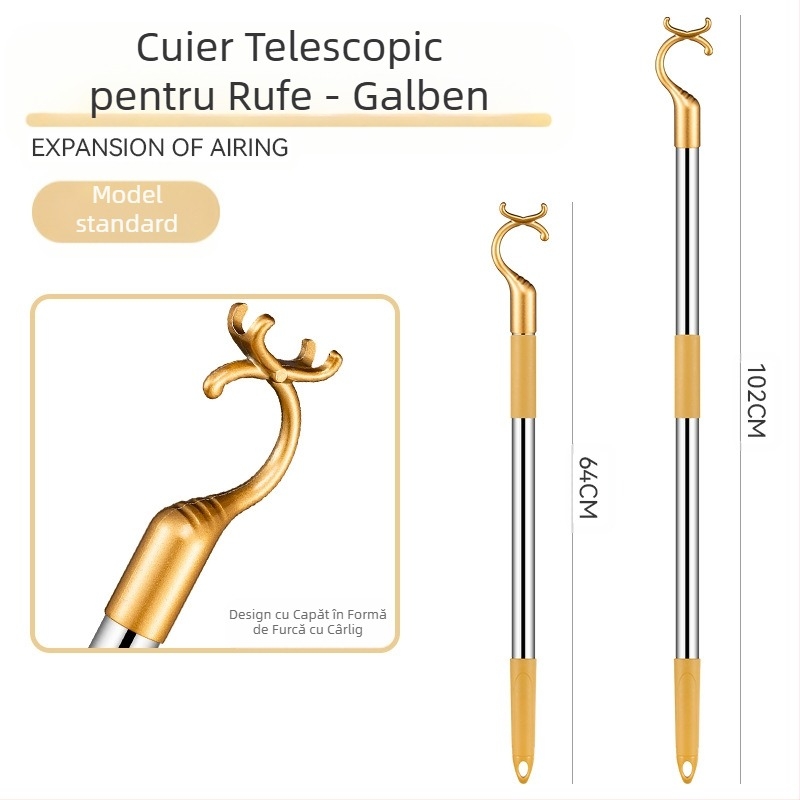 Furcă de haine retractabilă din oțel inoxidabil pentru balcon, furcă de haine îngroșată, furcă de haine îngroșată, furcă de haine prelungită, en-gros