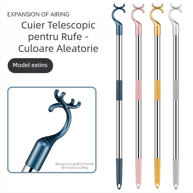 Furcă de haine retractabilă din oțel inoxidabil pentru balcon, furcă de haine îngroșată, furcă de haine îngroșată, furcă de haine prelungită, en-gros