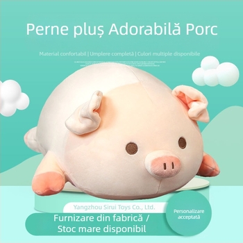 Pernă creativă drăguță de porc, desen animat de porc BOBO, porc, păpușă roz, jucărie de pluș
