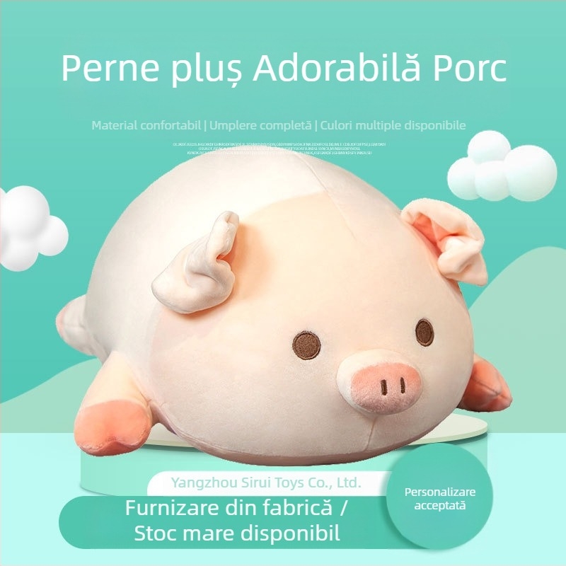 Pernă creativă drăguță de porc, desen animat de porc BOBO, porc, păpușă roz, jucărie de pluș