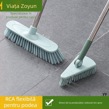 Perie de podea triunghi flexibilă pentru baie, fără îndoire, din oțel inoxidabil, cu mâner lung, perie de podea cu mâner lung, perie de faianță pentru cadă și covor