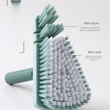Perie de podea triunghi flexibilă pentru baie, fără îndoire, din oțel inoxidabil, cu mâner lung, perie de podea cu mâner lung, perie de faianță pentru cadă și covor