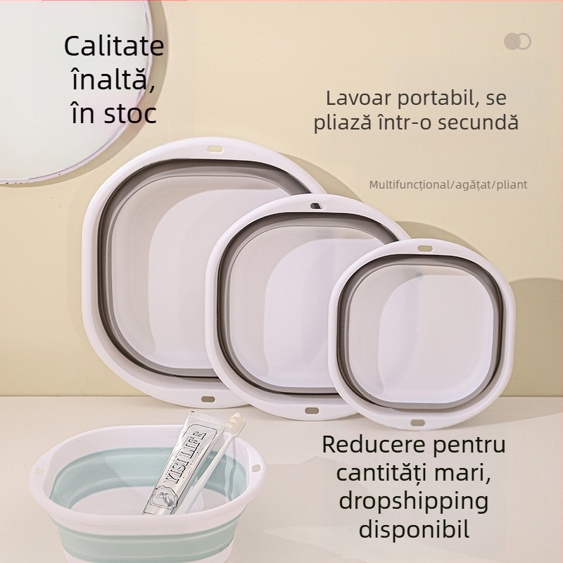 Lavoar pliabil, dreptunghiular, pentru dormitor, pentru studenți și copii, pentru spălarea feței, portabil, pentru călătorii, cu compresie, pentru apă