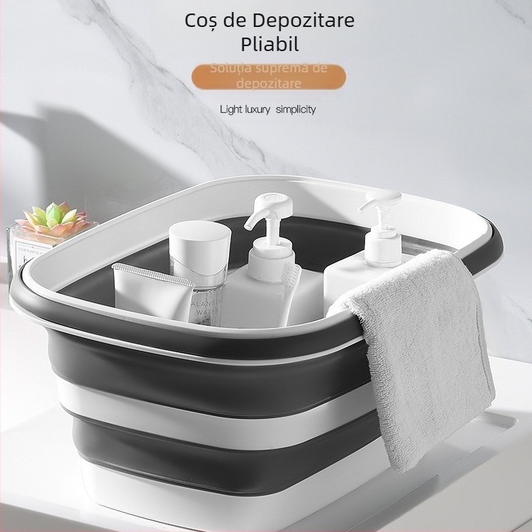 Coș de depozitare pliabil pentru baie, curățenie, coș de depozitare pentru mașină, picnic în aer liber, coș de mână pentru uz casnic, bucătărie, coș de spălat legume