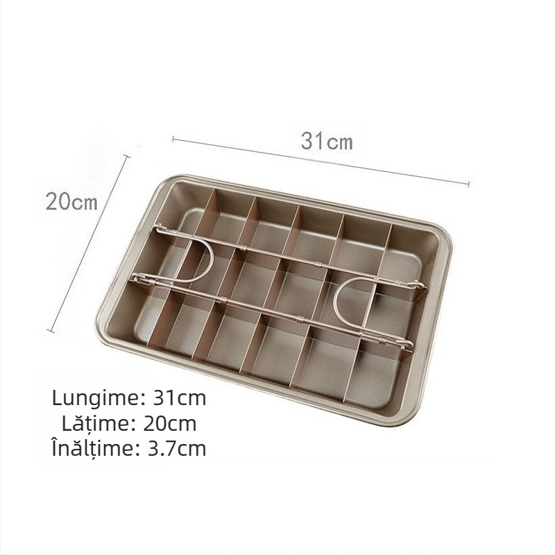 Formă de tort brownie din trei piese, tort de dimineață antică, tort jujube, tăiat separat, tavă de copt dreptunghiulară antiaderentă în carouri