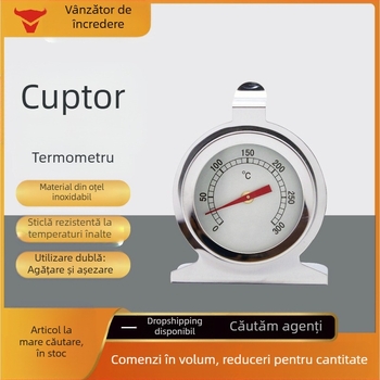 Termometru de cuptor Kaitai, termometru pentru alimente coapte, termometru bimetalic din oțel inoxidabil, termometru de cuptor pentru temperatură înaltă