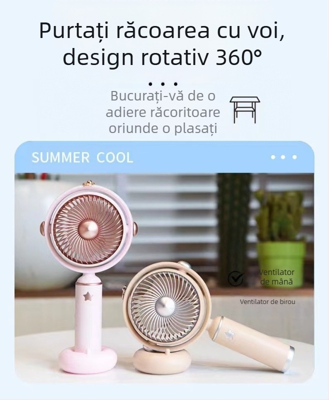 2025 Popular Mini ventilator portabil mic suport pentru telefon mobil suport pentru desktop ventilator student vară portabil cadou