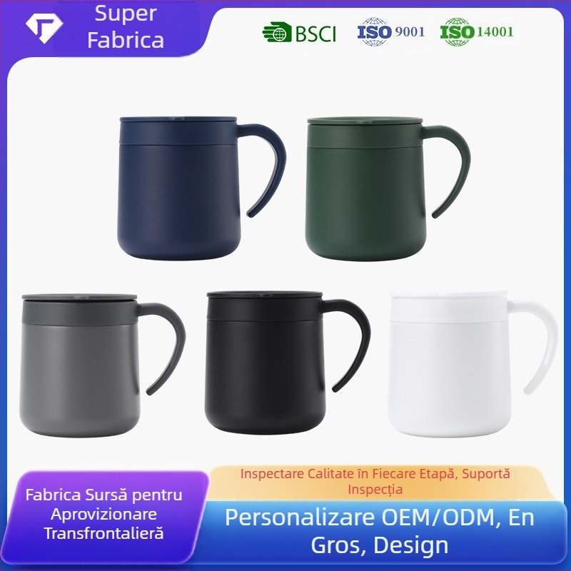 Cană din oțel inoxidabil de mare valoare transfrontalieră cu capac, cană de cafea cu vid dublu strat, cană izolatoare portabilă, personalizare