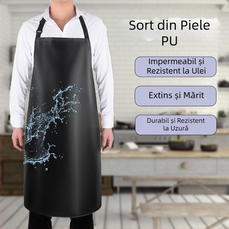 Șorț transfrontalier din piele PU, impermeabil și rezistent la ulei, produse acvatice, haine de lucru speciale rezistente la uzură, șorț mărit și alungit pentru bărbați și femei