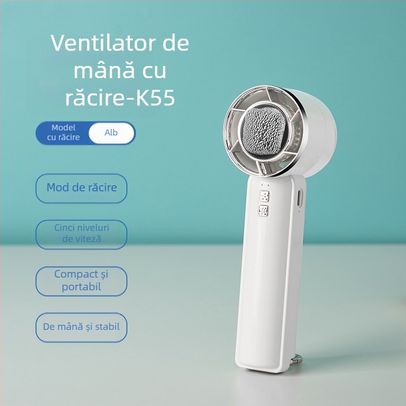 Nou ventilator portabil cu compresă de gheață pentru refrigerare semiconductori, ventilator portabil pentru alpinism, ventilator cu cataramă suspendată, cu 5 viteze, ventilator de birou mare cu vânt