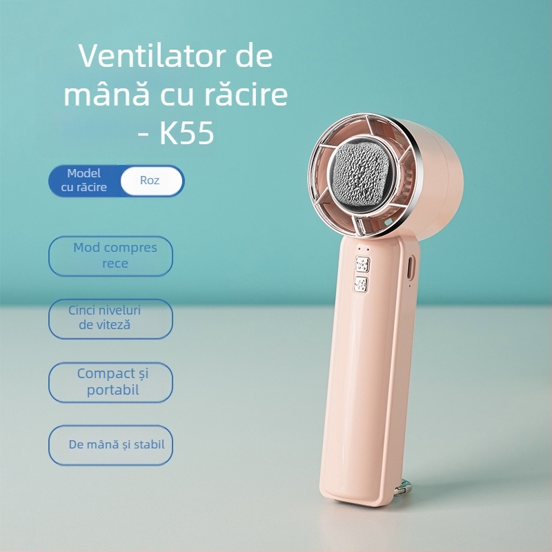 Nou ventilator portabil cu compresă de gheață pentru refrigerare semiconductori, ventilator portabil pentru alpinism, ventilator cu cataramă suspendată, cu 5 viteze, ventilator de birou mare cu vânt