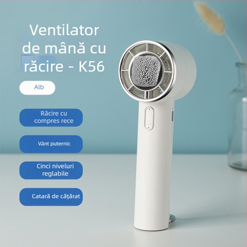 Nou ventilator portabil cu compresă de gheață pentru refrigerare semiconductori, ventilator portabil pentru alpinism, ventilator cu cataramă suspendată, cu 5 viteze, ventilator de birou mare cu vânt