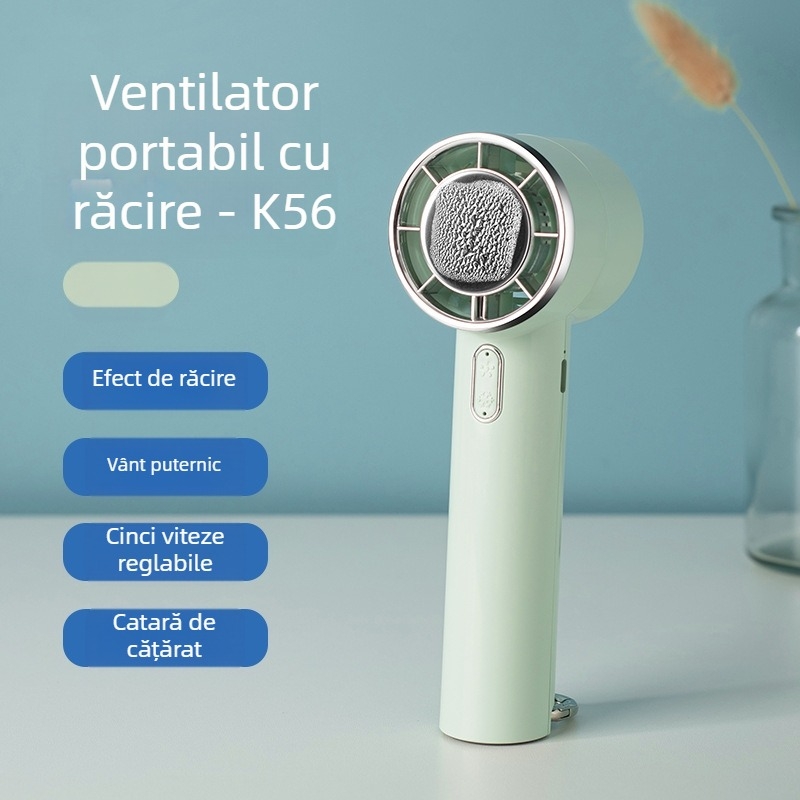 Nou ventilator portabil cu compresă de gheață pentru refrigerare semiconductori, ventilator portabil pentru alpinism, ventilator cu cataramă suspendată, cu 5 viteze, ventilator de birou mare cu vânt