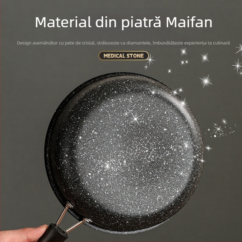 Tigaie antiaderentă, tigaie de uz casnic cu gaz, tigaie pentru clătite, ou prăjit, friptură, aragaz cu inducție, potrivit pentru tigaie mică din piatră Maifan
