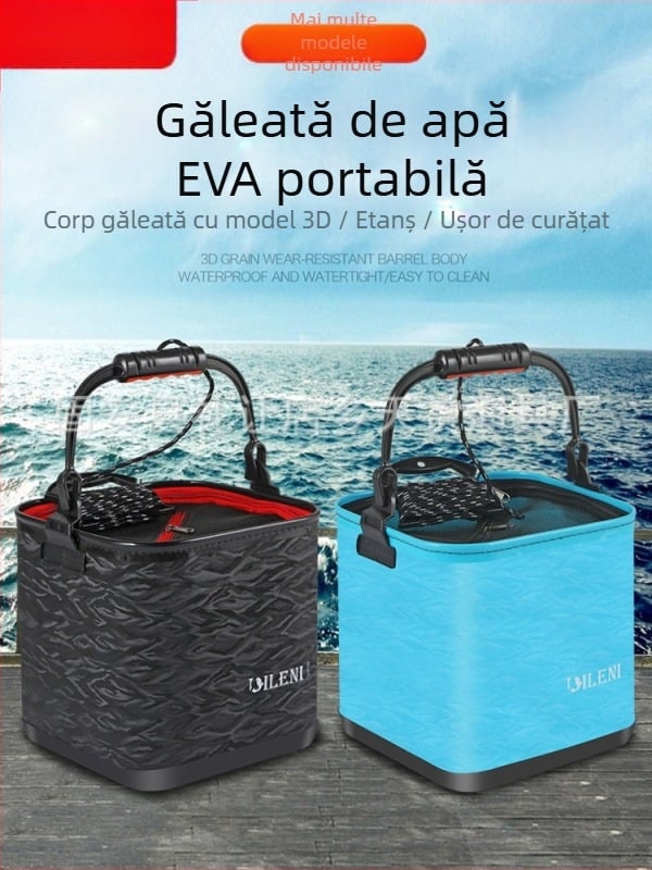 Găleată pliabilă Eva cu apă, 6 m, găleată de pescuit, găleată creativă cu apă ondulată, cu plasă și îngroșată