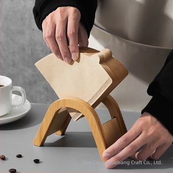 Suport de depozitare pentru hârtie de filtru de cafea în formă de V din bambus, suport din lemn pentru hârtie de filtru, suport pentru turnare manuală din lemn masiv, suport pentru hârtie de picurare a cafelei