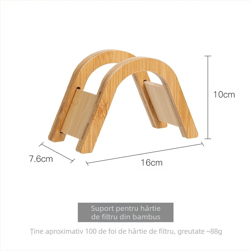 Suport de depozitare pentru hârtie de filtru de cafea în formă de V din bambus, suport din lemn pentru hârtie de filtru, suport pentru turnare manuală din lemn masiv, suport pentru hârtie de picurare a cafelei