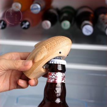 Deschizător de sticle Shark, cadou creativ, deschizător de sticle distractiv, deschizător de sticle de bere din lemn de uz casnic, deschizător de sticle portabil personalizat