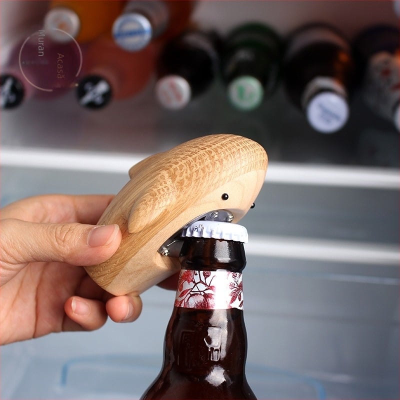 Deschizător de sticle Shark, cadou creativ, deschizător de sticle distractiv, deschizător de sticle de bere din lemn de uz casnic, deschizător de sticle portabil personalizat