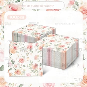 [stoc disponibil] Șervețel decorativ pentru petrecere cu imprimeu roz șampanie transfrontalier