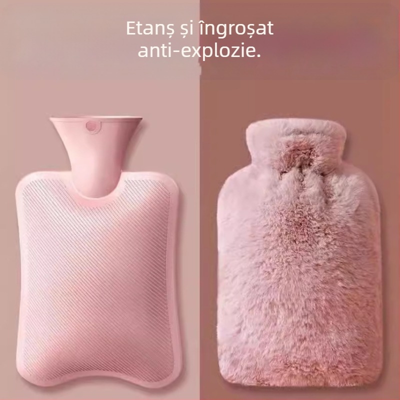 Sac de pluș cu apă caldă, umplere cu apă, burtă caldă, sac de apă caldă, umplere cu apă, pat cald cu desene animate drăguț, talie caldă, rezistent la explozii, mâini calde din PVC