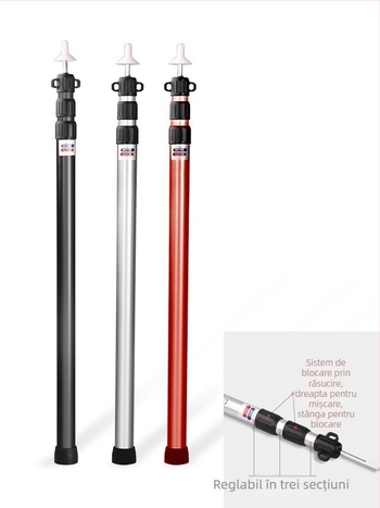 Stâlp telescopic pentru baldachin din aliaj de aluminiu pentru exterior, 2,3 m-3 m, reglabil în 3 secțiuni, suport extensibil pentru ușă de cort, lonjeron portabil
