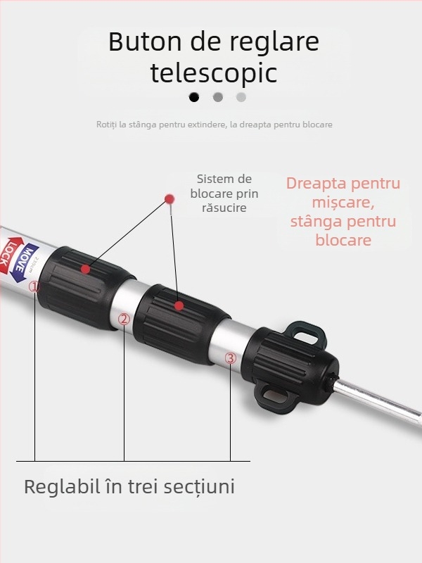 Stâlp telescopic pentru baldachin din aliaj de aluminiu pentru exterior, 2,3 m-3 m, reglabil în 3 secțiuni, suport extensibil pentru ușă de cort, lonjeron portabil