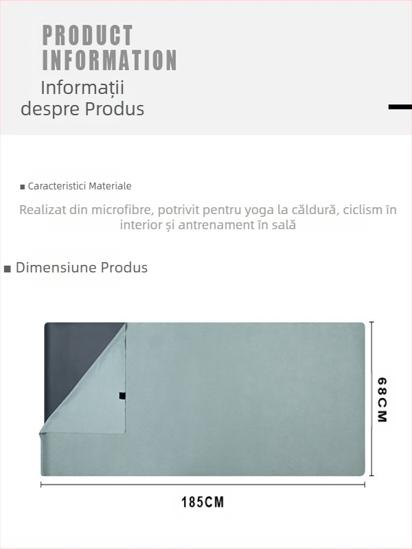 Saltea de yoga portabilă, material textil, ușoară, absorbantă de sudoare, antiderapantă, prosop de yoga pentru interior, prosop de fitness, sport, acasă, yoga