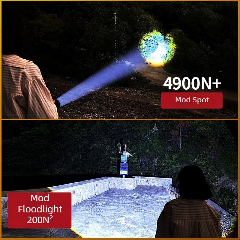 Lanternă reîncărcabilă transfrontalieră super ușoară cu rază lungă de acțiune, reflector de patrulare în aer liber, pistol cu zoom Aurora, proiector mare, pistol laser puternic