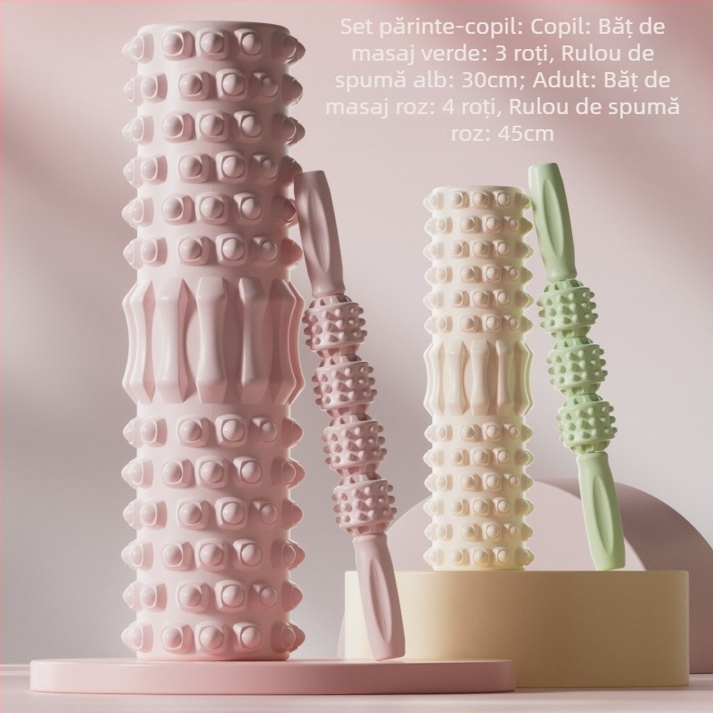 Băț de masaj pentru copii, coloană de yoga, ax din spumă, yoga pentru părinți și copii, relaxare pentru picioare, masaj cu role cu dinți de lup, non-lungi