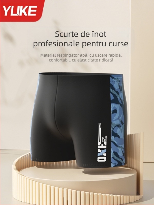 Șort de înot pentru bărbați, boxer profesionist, cu cinci puncte, șapcă de înot, ochelari de înot, echipament anti-jene pentru izvoare termale din trei piese