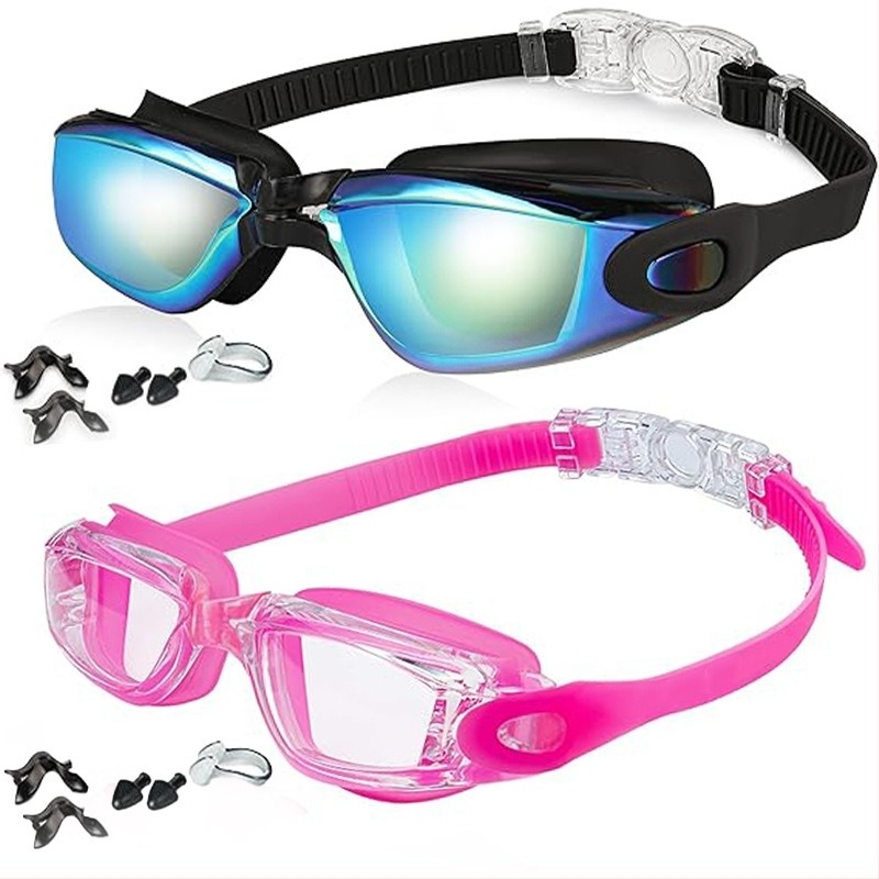 Ochelari de înot cu explozii transfrontaliere, ochelari de înot anti-aburire HD din silicon, din două piese, impermeabili, unisex, pentru adulți