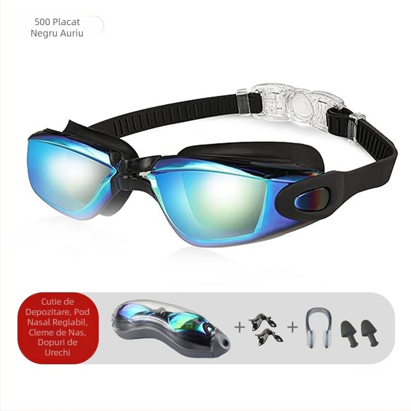 Ochelari de înot cu explozii transfrontaliere, ochelari de înot anti-aburire HD din silicon, din două piese, impermeabili, unisex, pentru adulți