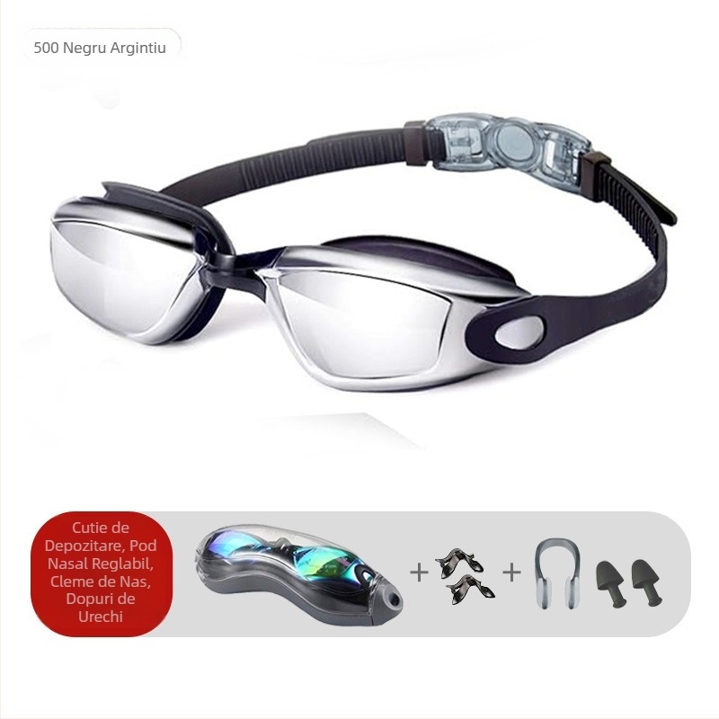 Ochelari de înot cu explozii transfrontaliere, ochelari de înot anti-aburire HD din silicon, din două piese, impermeabili, unisex, pentru adulți