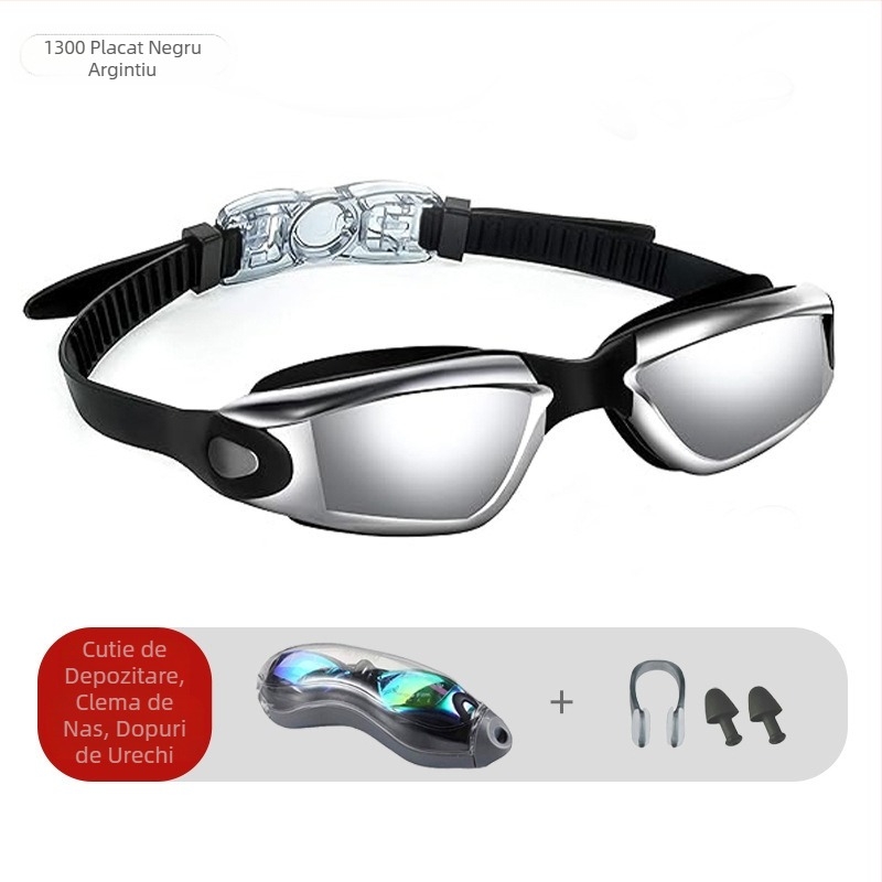 Ochelari de înot cu explozii transfrontaliere, ochelari de înot anti-aburire HD din silicon, din două piese, impermeabili, unisex, pentru adulți