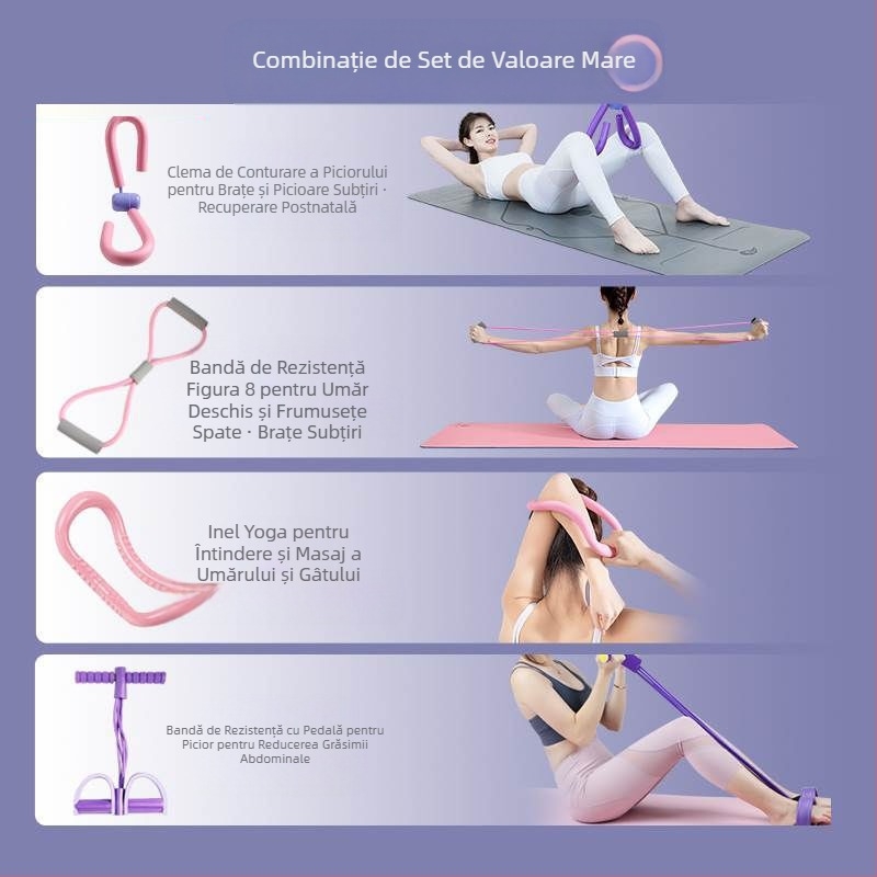 2025 Bandă de rezistență pentru yoga cu elasticitate ridicată pentru femei, set de patru piese, echipament de asistență pentru forță, antrenament fitness, stretching, elasticitate ridicată