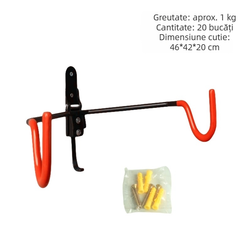 Suport de perete pentru biciclete, suport fix pentru biciclete de munte, cârlig dublu, suport de parcare pentru biciclete de șosea, suport de parcare interioară