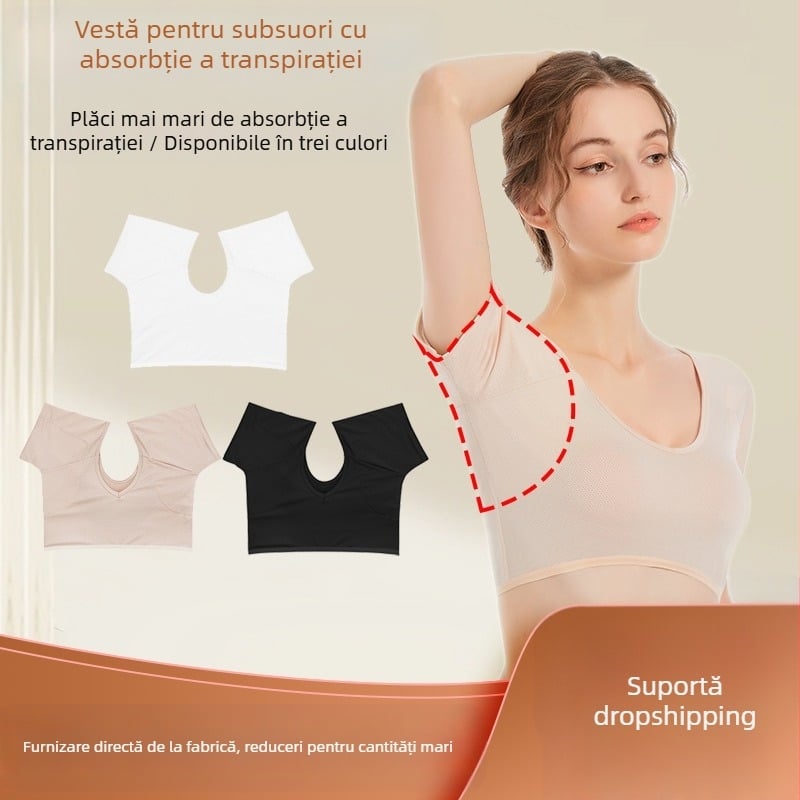 Vestă cu guler inimă la subraț, cu absorbant al transpirației, vestă la subraț, din bumbac, absorbant al transpirației, vestă subțire din plasă, reversibilă