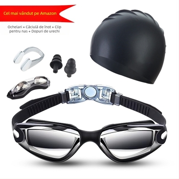 Set ochelari de înot pentru adulți, cască de înot, ochelari de înot din silicon din patru piese pentru bărbați și femei, echipament profesional de antrenament pentru înot, impermeabil și anti-aburire