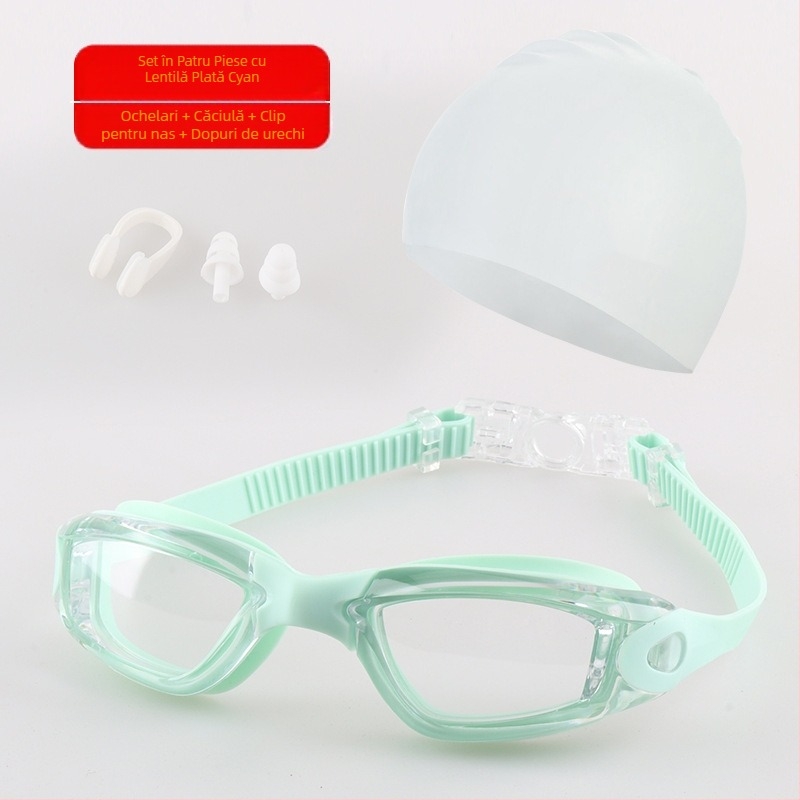 Set ochelari de înot pentru adulți, cască de înot, ochelari de înot din silicon din patru piese pentru bărbați și femei, echipament profesional de antrenament pentru înot, impermeabil și anti-aburire