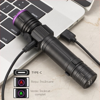 Lanternă telescopică cu zoom 395, lumină UV violetă, fum, identificare vin, 365nm, detectare fluorescentă SV85