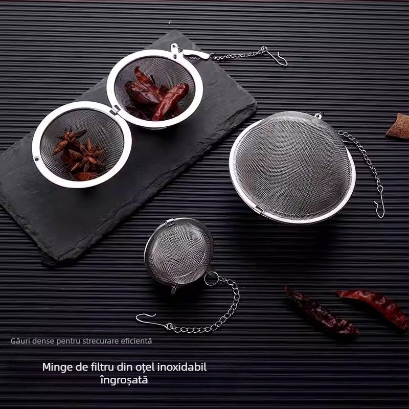 04 bilă de condimente din oțel inoxidabil, bilă de condimente, filtru de ceai de uz casnic, plasă de filtrare pentru tocană, cutie de condimente pentru bucătărie mare