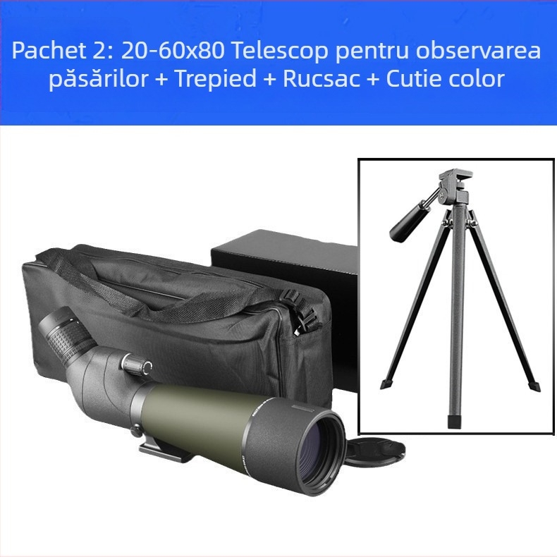 Oglindă transfrontalieră pentru observarea păsărilor 20-60X80, viziune nocturnă HD, oglindă pentru observarea păsărilor în aer liber cu diametru mare, en-gros