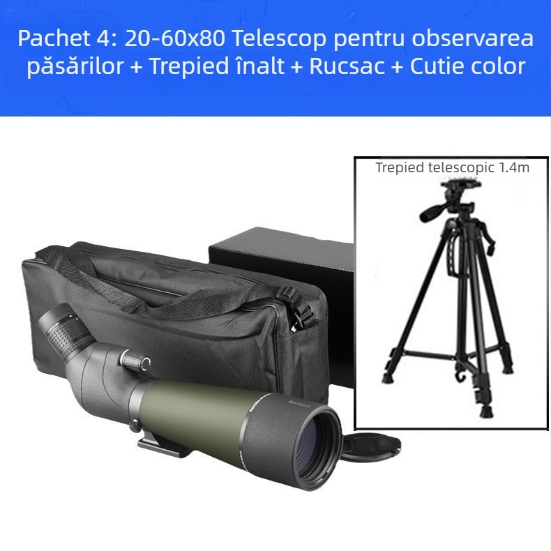 Oglindă transfrontalieră pentru observarea păsărilor 20-60X80, viziune nocturnă HD, oglindă pentru observarea păsărilor în aer liber cu diametru mare, en-gros