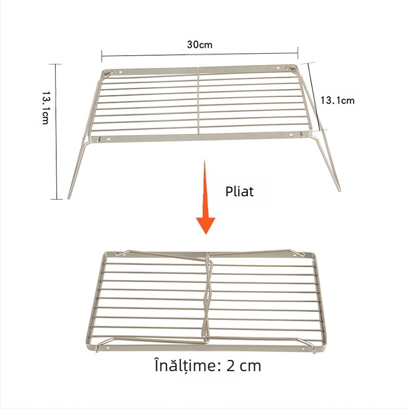Convenabil pliabil grătar grătar multifuncțional raft de gătit din oțel inoxidabil suport pentru aragaz BBQ grătar plasă raft camping oală raft