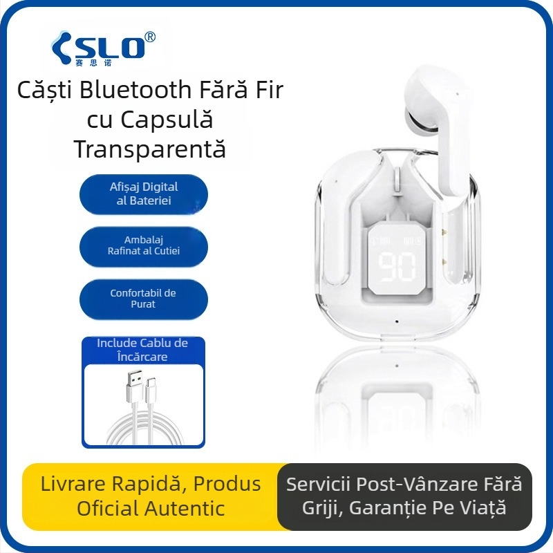 Căști Bluetooth fără fir Saino, potrivite pentru 16Promax, Apple 15Pro, Huawei, Oppo, Xiaomi, cu încărcare Typec