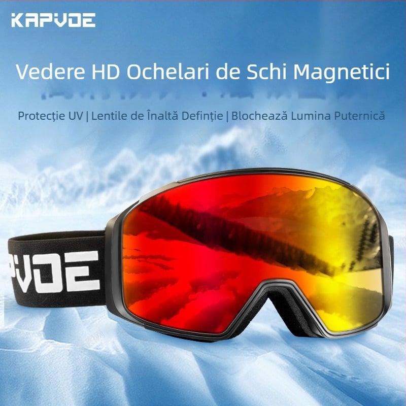 KAPVOE ochelari de schi noi anti-ultraviolete magnetice anti-aburire HD cu câmp vizual larg ochelari de zăpadă pentru exterior pentru bărbați și femei